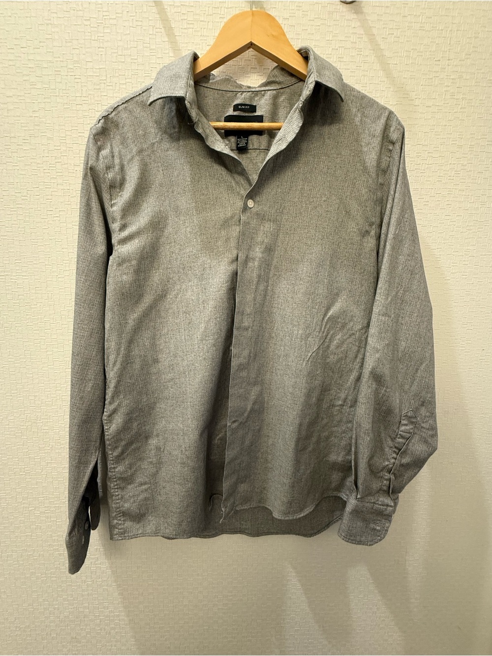 Awearness Kenneth Cole Gray Slim Fit Textured Dress Shirt Large